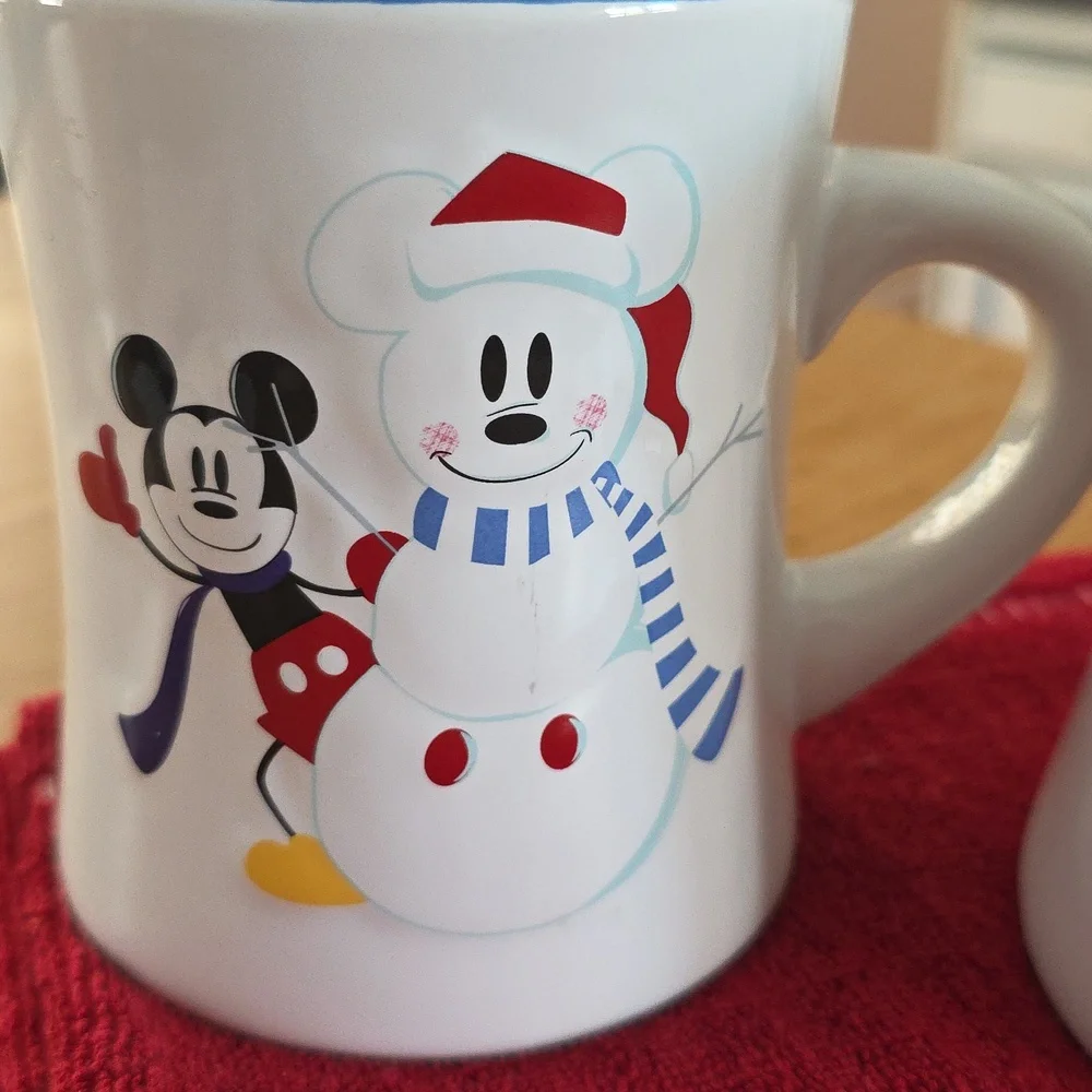 Vintage Disney MICKEY MOUSE SNOW MAN MUG SET - Picture 2 of 7